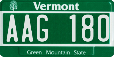 VT license plate AAG180