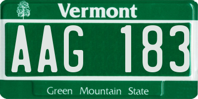 VT license plate AAG183