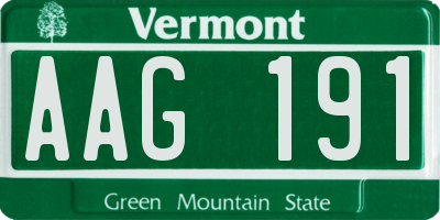 VT license plate AAG191