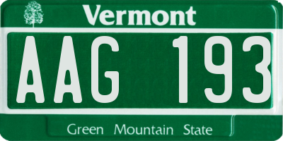 VT license plate AAG193