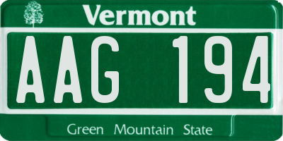 VT license plate AAG194