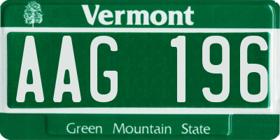 VT license plate AAG196