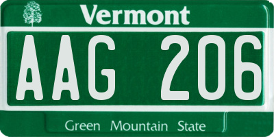 VT license plate AAG206