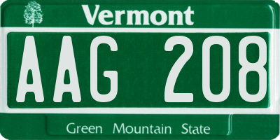 VT license plate AAG208