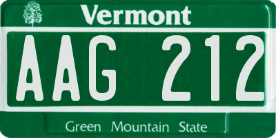 VT license plate AAG212