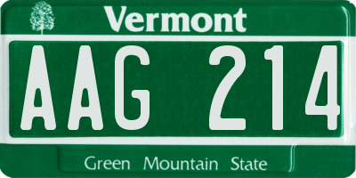 VT license plate AAG214