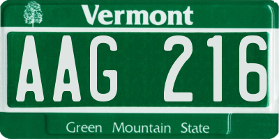 VT license plate AAG216