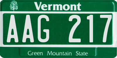 VT license plate AAG217