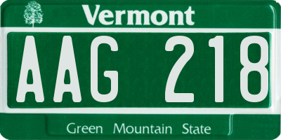 VT license plate AAG218