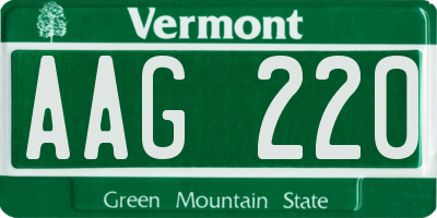 VT license plate AAG220