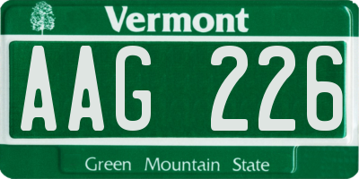 VT license plate AAG226