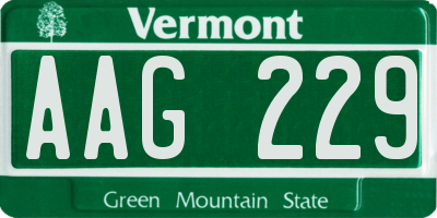 VT license plate AAG229