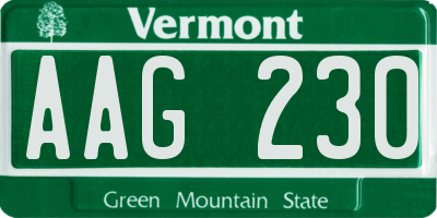 VT license plate AAG230