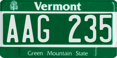 VT license plate AAG235