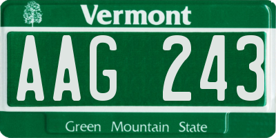 VT license plate AAG243