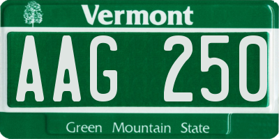 VT license plate AAG250