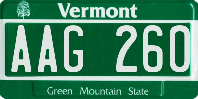 VT license plate AAG260