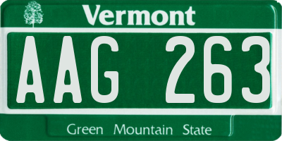 VT license plate AAG263