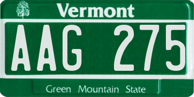 VT license plate AAG275