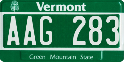 VT license plate AAG283