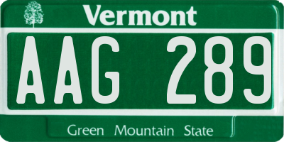 VT license plate AAG289