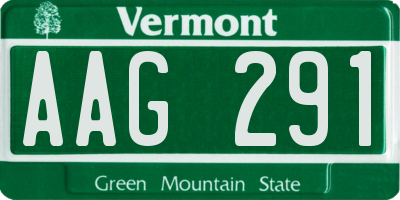 VT license plate AAG291