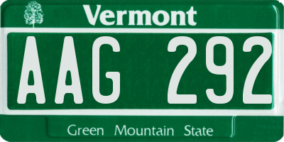 VT license plate AAG292