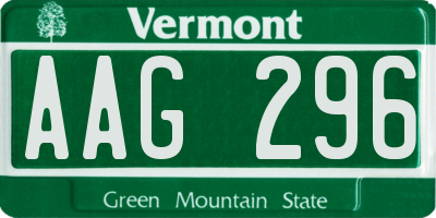 VT license plate AAG296