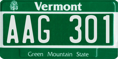 VT license plate AAG301