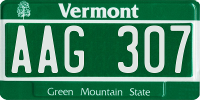 VT license plate AAG307