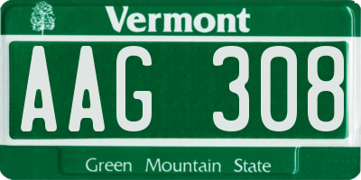 VT license plate AAG308