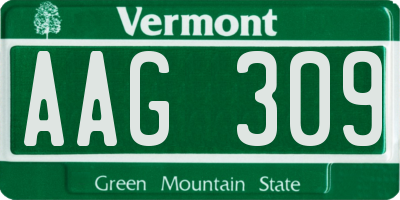 VT license plate AAG309