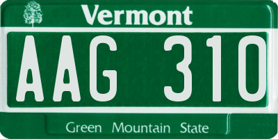 VT license plate AAG310