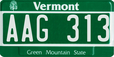 VT license plate AAG313