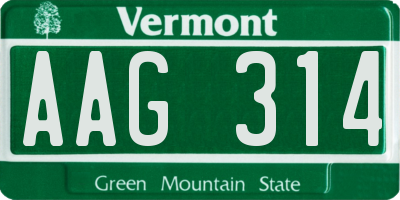 VT license plate AAG314