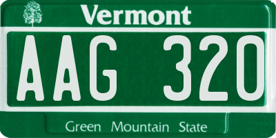 VT license plate AAG320