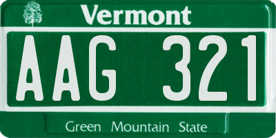 VT license plate AAG321