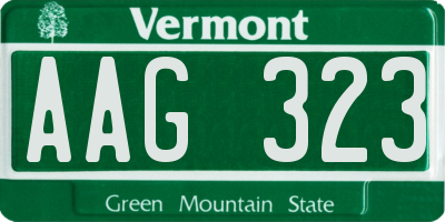 VT license plate AAG323