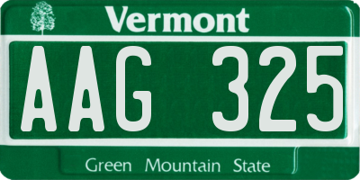 VT license plate AAG325