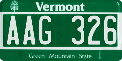 VT license plate AAG326