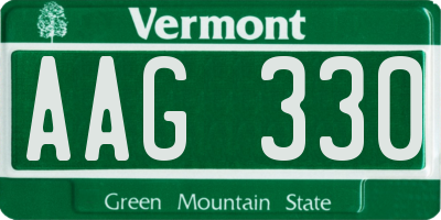 VT license plate AAG330