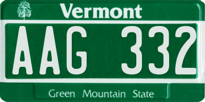 VT license plate AAG332