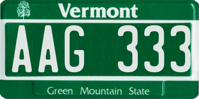 VT license plate AAG333