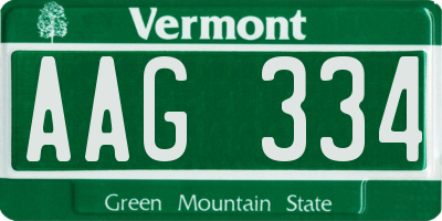 VT license plate AAG334