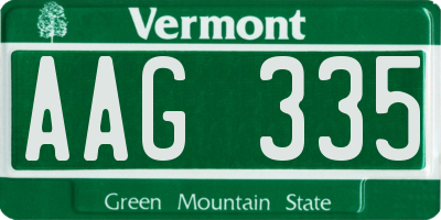 VT license plate AAG335