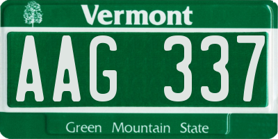 VT license plate AAG337