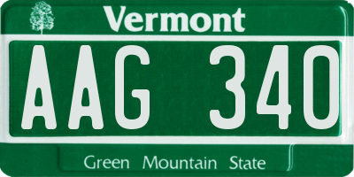 VT license plate AAG340