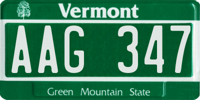VT license plate AAG347