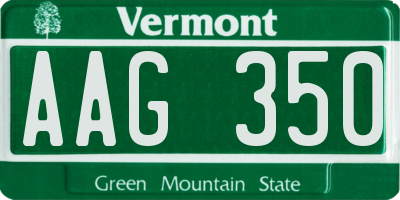 VT license plate AAG350