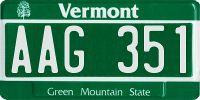 VT license plate AAG351
